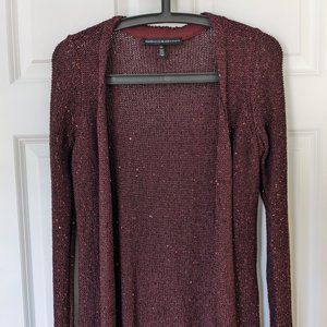WHBM - XS - Burgundy Shimmery Long Cardigan